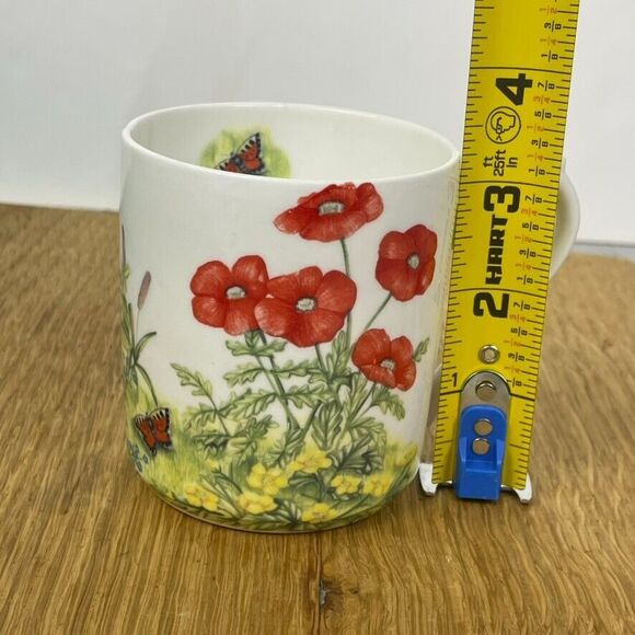 Springfield Poppy Field Meadow Butterfly Bone China Mug England Inside Design - Picture 14 of 15